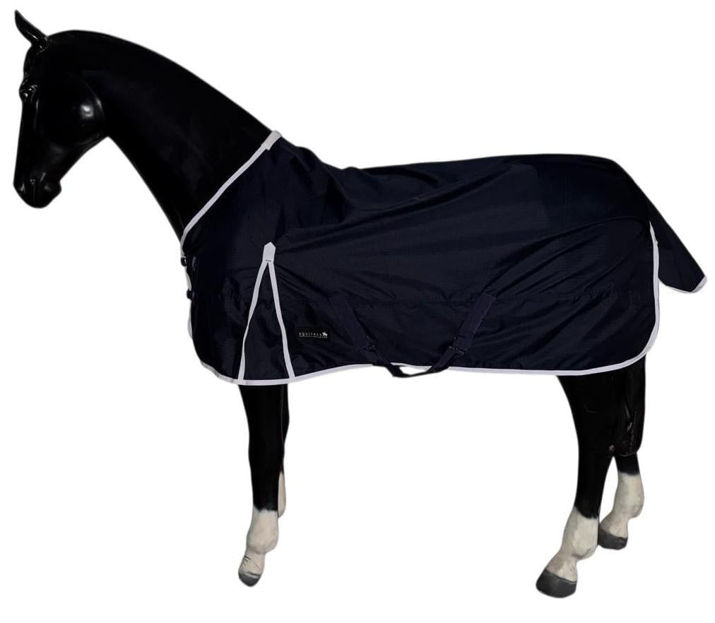 600D Mediumweight Waterproof Horse Turnout Rug 50g Fill Regular Neck Navy/White