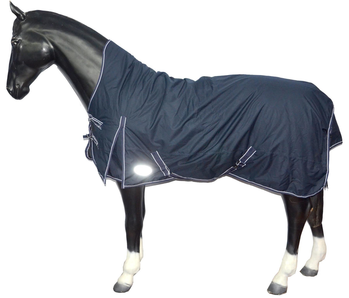 600D Mediumweight Waterproof Horse Turnout Rug 50g Fill Half Neck Navy