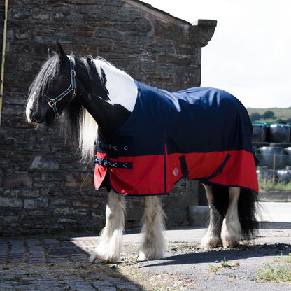 1200D Mediumweight Waterproof Horse Turnout Rug 50g Fill Standard Neck Navy/Red