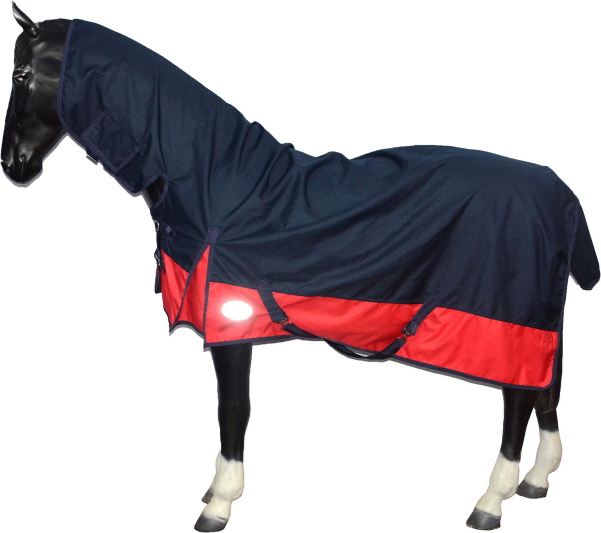 1200D Lightweight Waterproof Horse Turnout Rug 0g No Fill Combo Full Neck Navy/Red