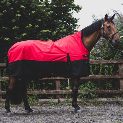 1200D Mediumweight Waterproof Horse Turnout Rug 100g Fill Half Neck Red/Black