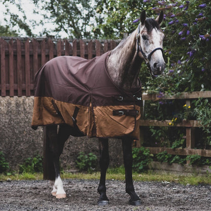 1200D Lightweight Waterproof Horse Turnout Rug 0g No Fill Standard Neck Dark Brown/Light Brown