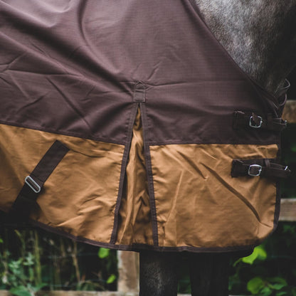 1200D Lightweight Waterproof Horse Turnout Rug 0g No Fill Standard Neck Dark Brown/Light Brown