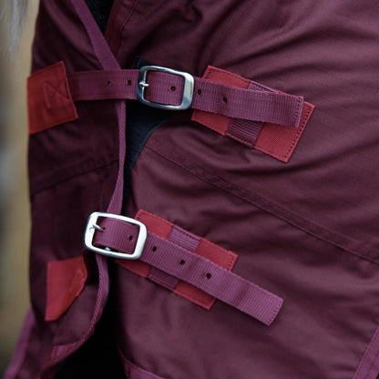 600D Lightweight Waterproof Horse Turnout Rug 0g No Fill Half Neck Dark Burgundy
