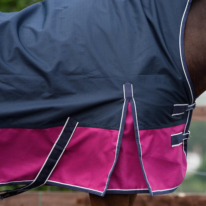 1200D Lightweight Waterproof Horse Turnout Rug 0g No Fill Half Neck Navy/Raspberry