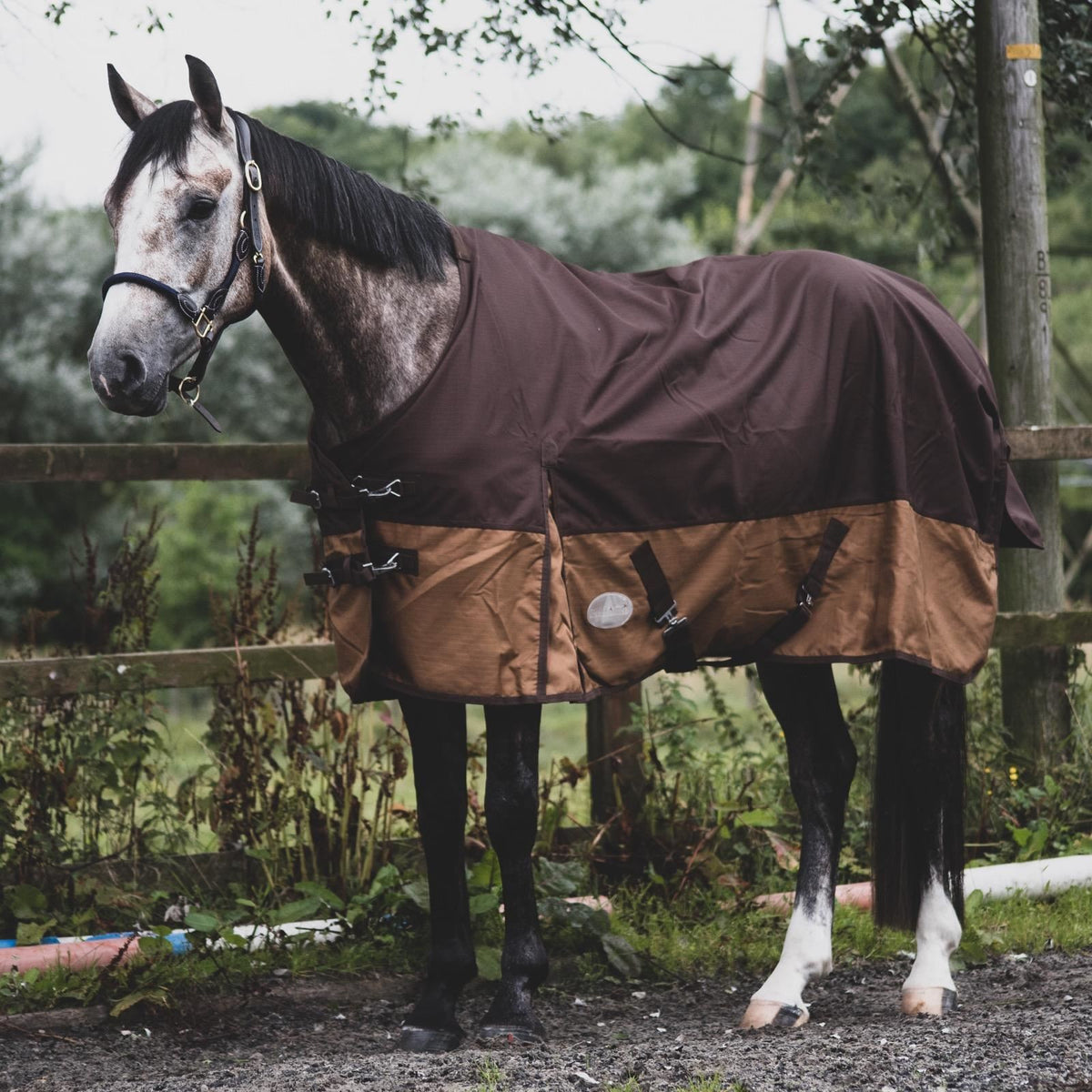 1200D Lightweight Waterproof Horse Turnout Rug 0g No Fill Standard Neck Grey/Brown