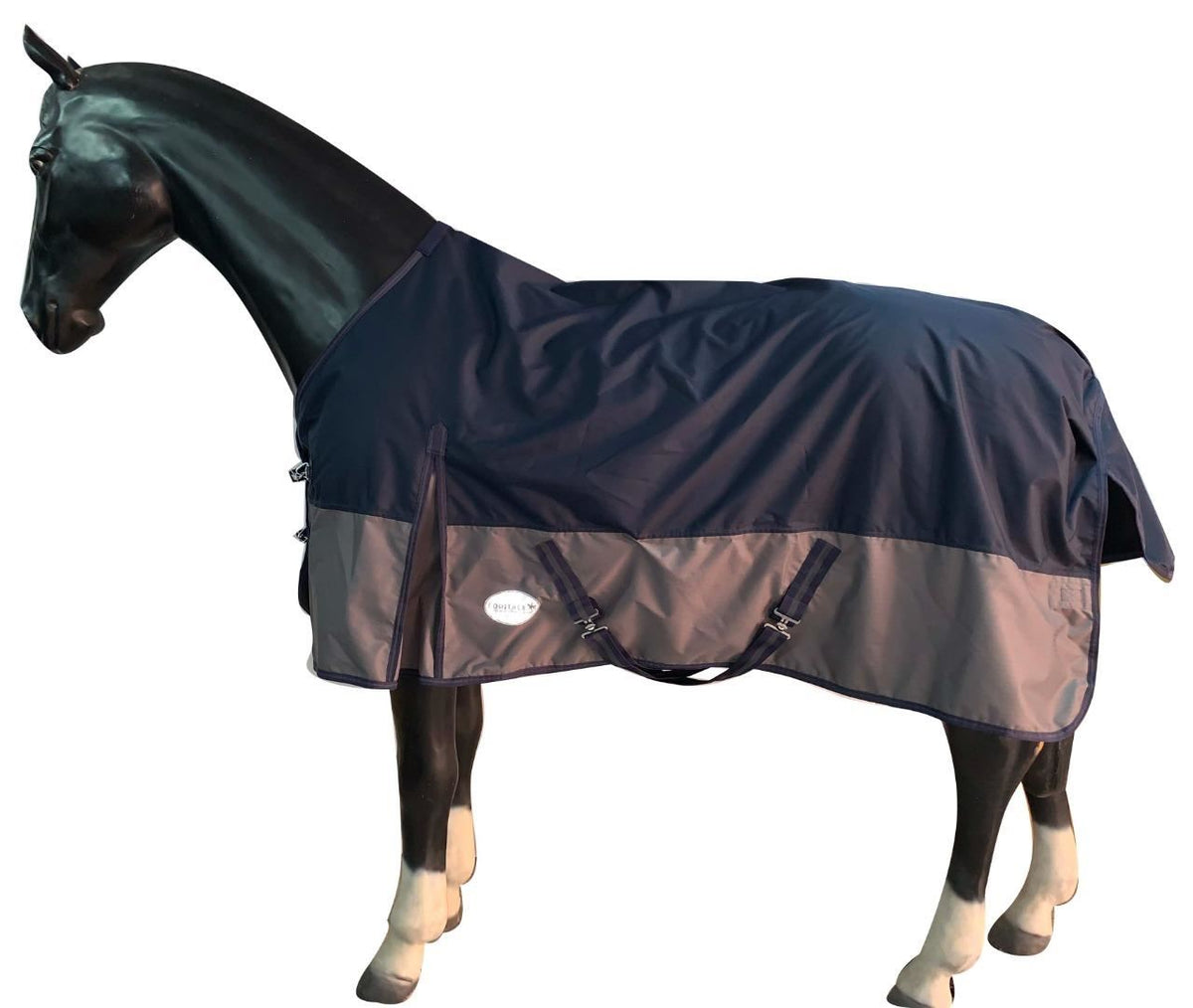 600D Mediumweight Waterproof Horse Turnout Rug 100g Fill Standard Neck Navy/Grey