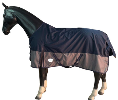 600D Mediumweight Waterproof Horse Turnout Rug 100g Fill Standard Neck Navy/Grey