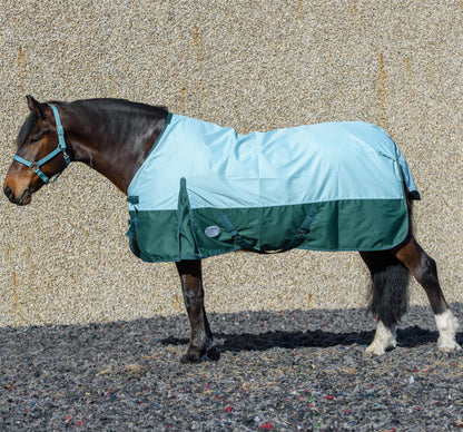600D Lightweight Waterproof Horse Turnout Rug 0g No Fill Regular Neck Pista Aqua/Bottle Green