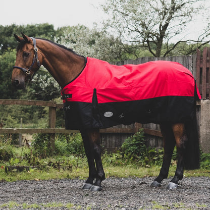 1200D Lightweight Waterproof Horse Turnout Rug 0g No Fill Standard Neck Red/Black