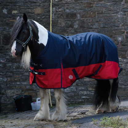 1200D Mediumweight Waterproof Horse Turnout Rug 50g Fill Standard Neck Navy/Red