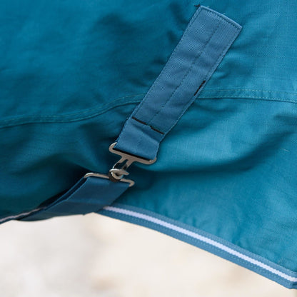 600D Mediumweight Waterproof Horse Turnout Rug 50g Fill Half Neck Turquoise