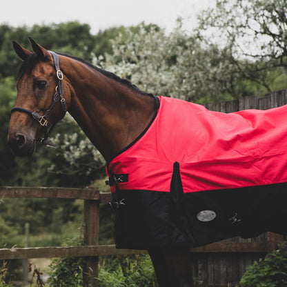 1200D Lightweight Waterproof Horse Turnout Rug 0g No Fill Standard Neck Red/Black