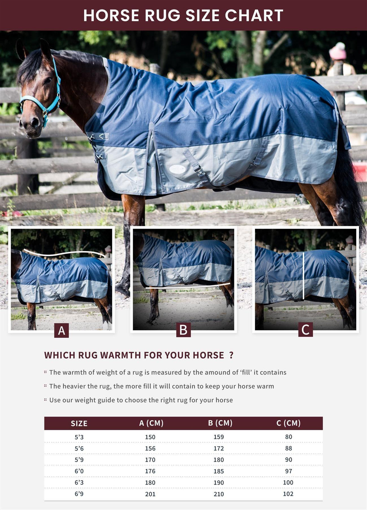 600D Lightweight Waterproof Horse Turnout Rug 0g No Fill Half Neck Navy/Baby Blue