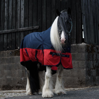 1200D Mediumweight Waterproof Horse Turnout Rug 50g Fill Standard Neck Navy/Red