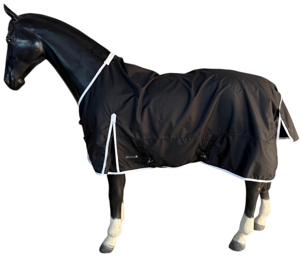 600D Lightweight Waterproof Horse Turnout Rug 0g No Fill Regular Neck Black/White