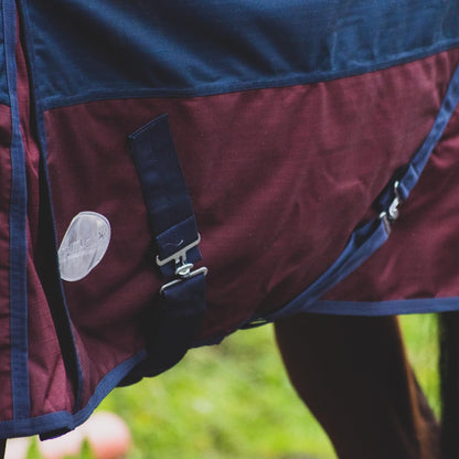 600D Mediumweight Waterproof Horse Turnout Rug 50g Fill Combo Full Neck Navy/Burgundy