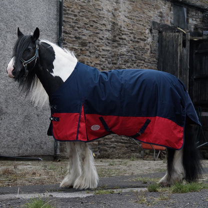 1200D Mediumweight Waterproof Horse Turnout Rug 50g Fill Standard Neck Navy/Red