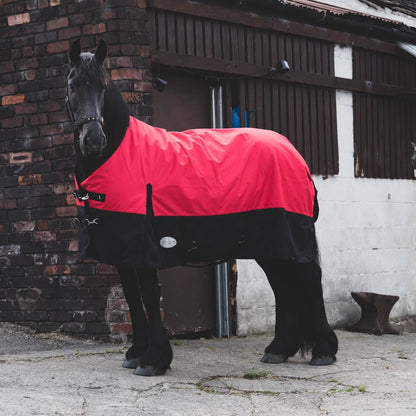 1200D Mediumweight Waterproof Horse Turnout Rug 100g Fill Standard Neck Red/Black