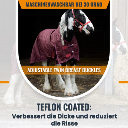 600D Lightweight Waterproof Horse Turnout Rug 0g No Fill Half Neck Burgundy