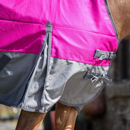 1200D Mediumweight Waterproof Horse Turnout Rug 50g Fill Standard Neck Raspberry/Grey