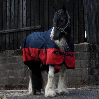 1200D Mediumweight Waterproof Horse Turnout Rug 50g Fill Standard Neck Navy/Red