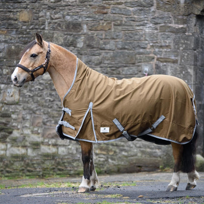 600D Mediumweight Waterproof Horse Turnout Rug 50g Fill Half Neck Light Brown