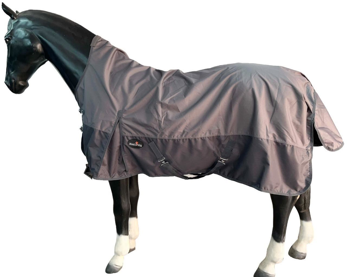 600D Lightweight Waterproof Horse Turnout Rug 0g No Fill Regular Neck Grey/Dark Grey