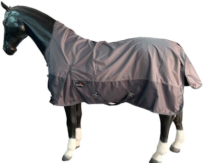 600D Lightweight Waterproof Horse Turnout Rug 0g No Fill Regular Neck Grey/Dark Grey