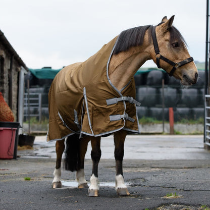 600D Mediumweight Waterproof Horse Turnout Rug 50g Fill Half Neck Light Brown