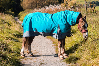 1200D Lightweight Waterproof Horse Turnout Rug 0g No Fill Combo Full Neck Aqua/Dark Grey