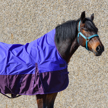 600D Lightweight Waterproof Horse Turnout Rug 0g No Fill Half Neck Purple/Plum