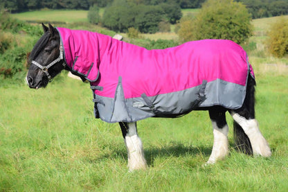 600D Lightweight Waterproof Horse Turnout Rug 0g No Fill Combo Full Neck Raspberry/Dark Grey