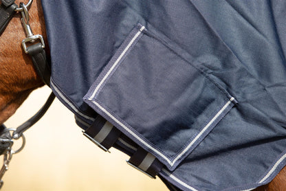600D Lightweight Waterproof Horse Turnout Rug 0g No Fill Combo Full Neck Navy/Grey
