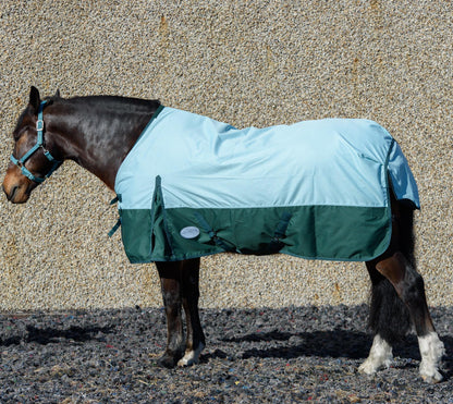 600D Lightweight Waterproof Horse Turnout Rug 0g No Fill Regular Neck Pista Aqua/Bottle Green