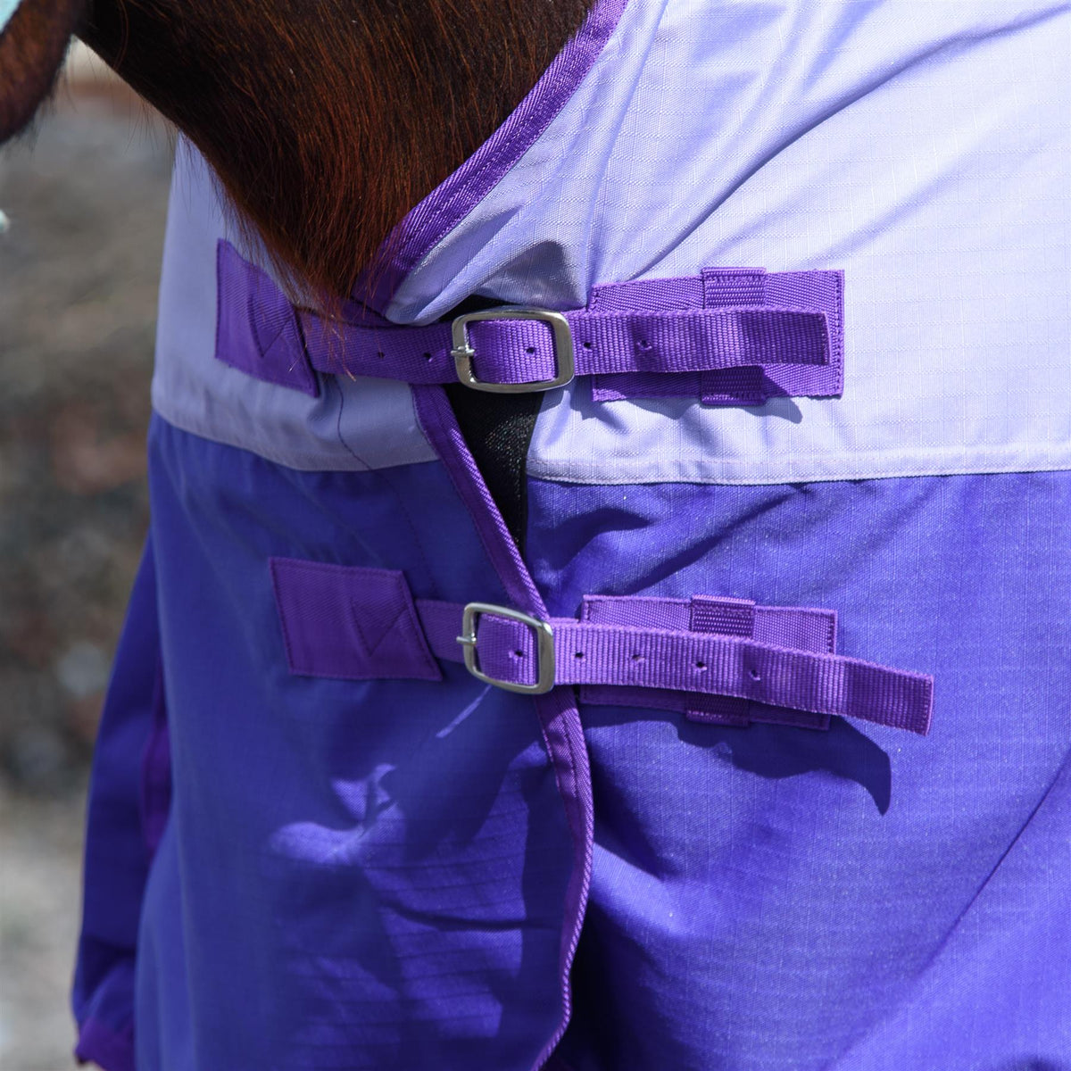 600D Lightweight Waterproof Horse Turnout Rug 0g No Fill Half Neck Lavender/Purple