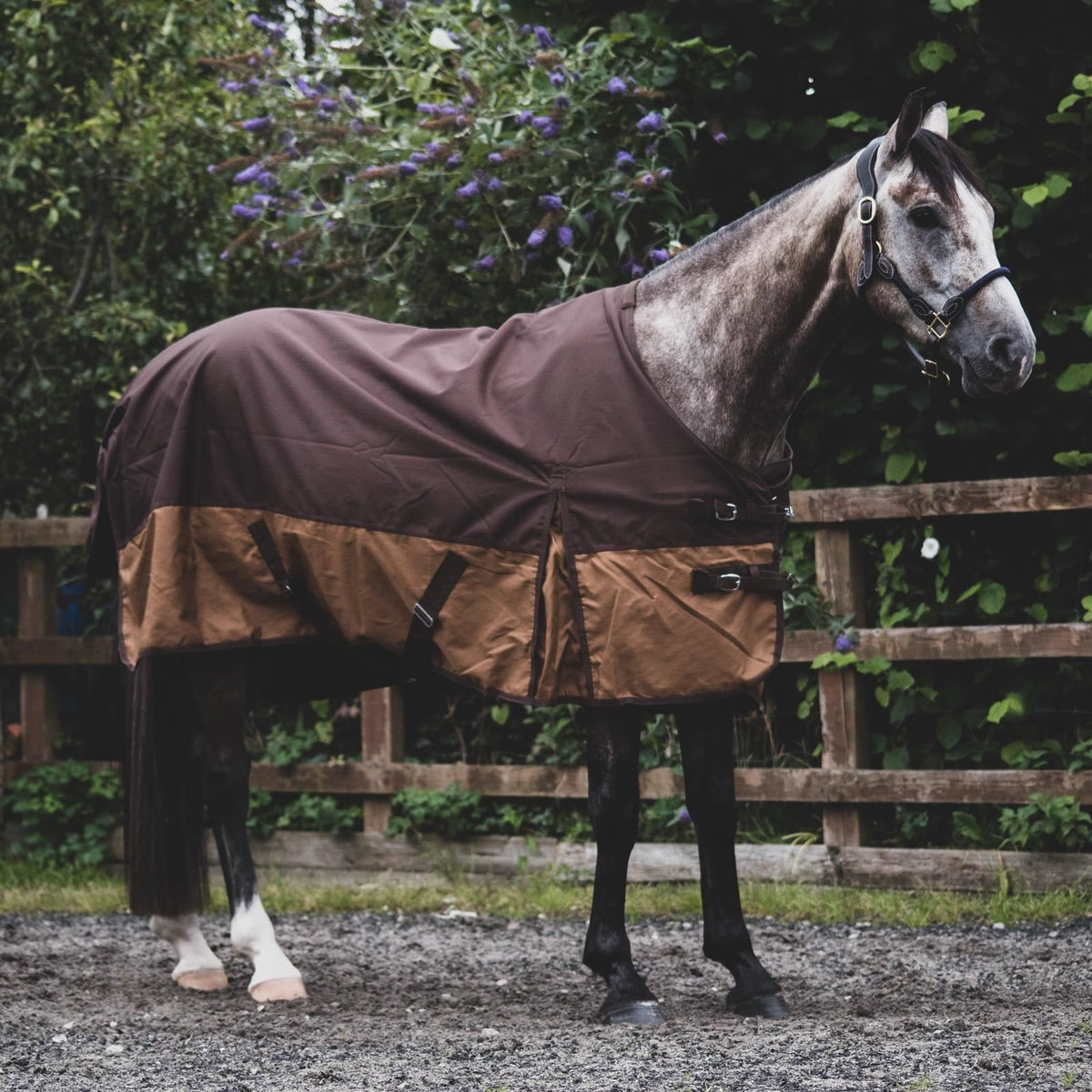 1200D Lightweight Waterproof Horse Turnout Rug 0g No Fill Standard Neck Dark Brown/Light Brown