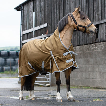 600D Mediumweight Waterproof Horse Turnout Rug 50g Fill Half Neck Light Brown