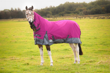 1200D Lightweight Waterproof Horse Turnout Rug 0g No Fill Combo Full Neck Raspberry/Grey