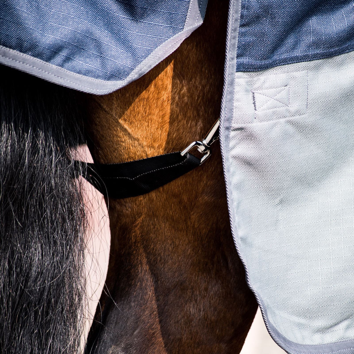 600D Lightweight Waterproof Horse Turnout Rug 0g No Fill Half Neck Fleece Lining Navy/Grey