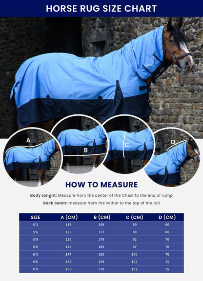 600D Lightweight Waterproof Horse Turnout Rug 0g No Fill Combo Full Neck Navy/Raspberry