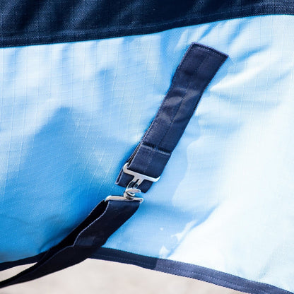1200D Lightweight Waterproof Horse Turnout Rug 0g No Fill Half Neck Navy/Baby Blue