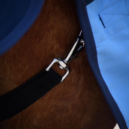 600D Lightweight Waterproof Horse Turnout Rug 0g No Fill Half Neck Navy/Baby Blue