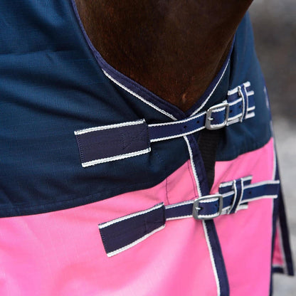 1200D Lightweight Waterproof Horse Turnout Rug 0g No Fill Half Neck Navy/Pink