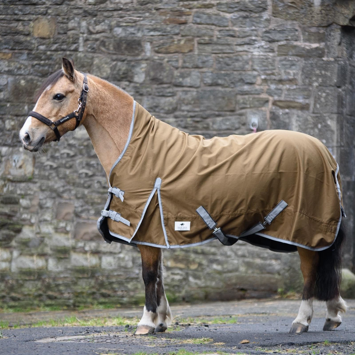 600D Lightweight Waterproof Horse Turnout Rug 0g No Fill Half Neck Light Brown
