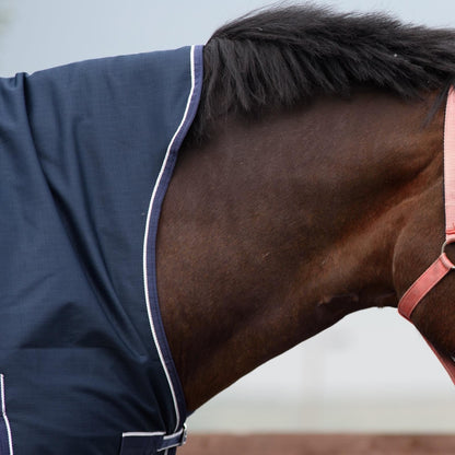 1200D Mediumweight Waterproof Horse Turnout Rug 100g Fill Half Neck Navy/Raspberry