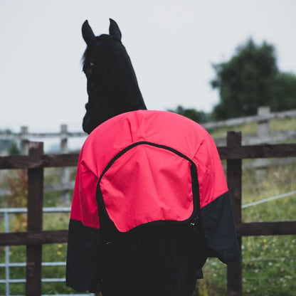 1200D Mediumweight Waterproof Horse Turnout Rug 100g Fill Standard Neck Red/Black