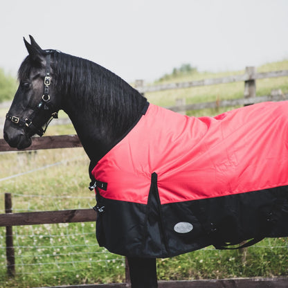 1200D Mediumweight Waterproof Horse Turnout Rug 100g Fill Standard Neck Red/Black