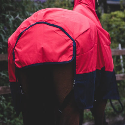 1200D Mediumweight Waterproof Horse Turnout Rug 100g Fill Half Neck Red/Black