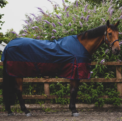 600D Mediumweight Waterproof Horse Turnout Rug 50g Fill Half Neck Royal Blue